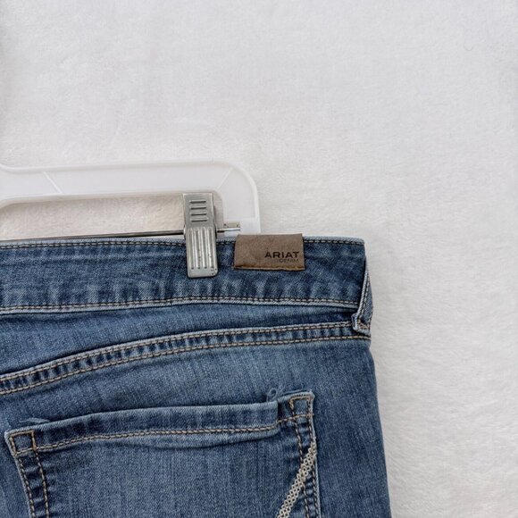 Ariat Jeans Womens 33R (36x30) Blue Bootcut Stretch Western Embellished Whisker - Picture 12 of 14